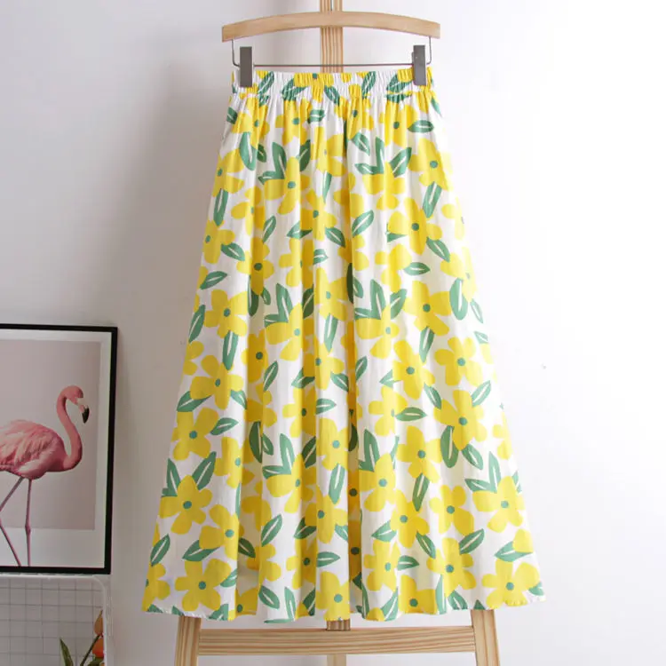 

A-line half-length skirt 2021 new retro floral floral print skirt high waist small clear medium-length umbrella skirt
