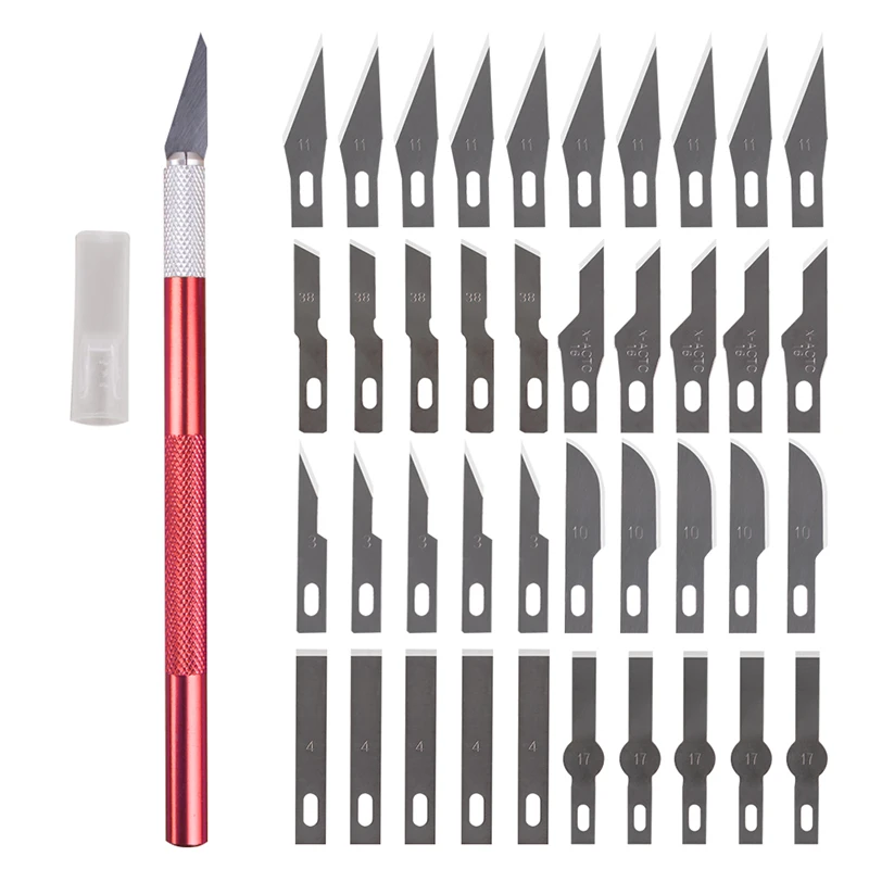 non slip metal scalpel knife tools kit cutter engraving craft knives 40pcs blades mobile phone pcb diy repair hand tools free global shipping