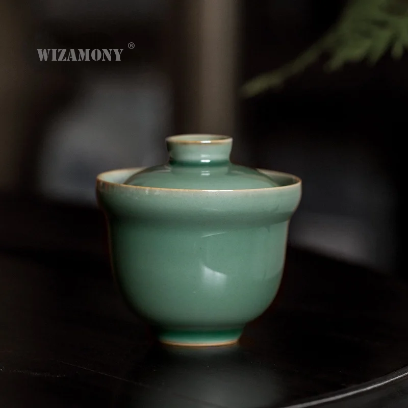 

Чаша с крышкой в стиле ретро celadon санкai, чайная чашка, керамический чайный сервиз с крышкой, чайная супница, чайная посуда, керамическая чаша
