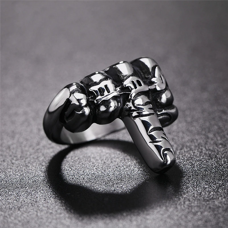 

2021 New Trendy Middle Finger Ring For Women Party Jewelry Gift Fashion Silver Color Stainless Steel Wedding Bands Drop Shipping