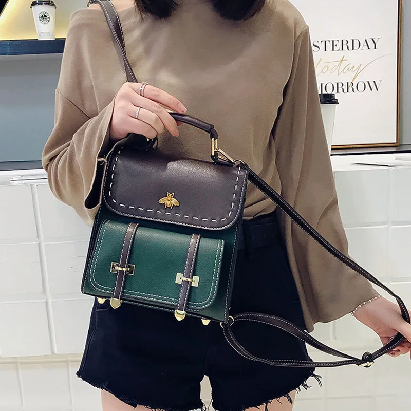 

CASMOR Vintage Backpacks Women Classic Old School For Girls Fashion School bag PU Leather High Quality College Backpack