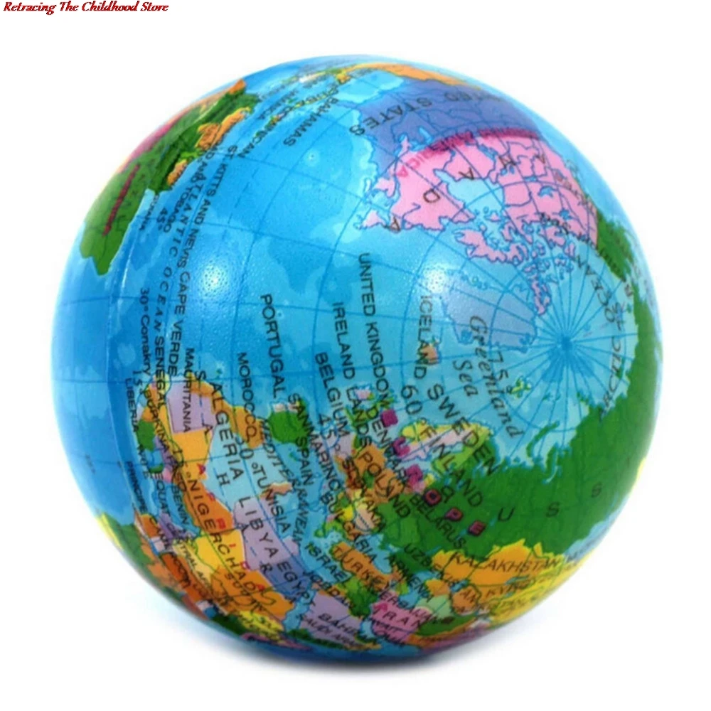 

Soft Hand Exercise Stress Relief Squeeze Foam Ball Toy World Map Earth Globe New