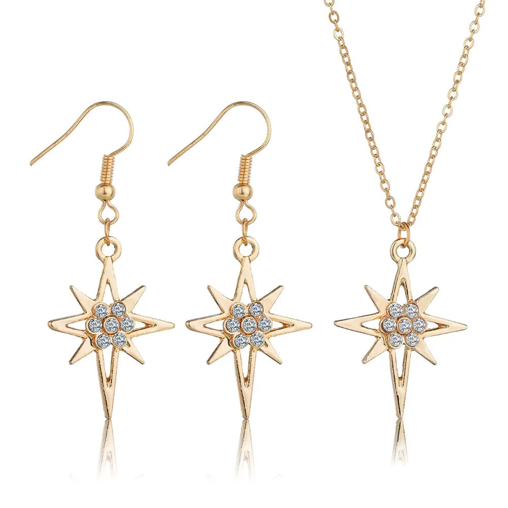 Уникальный дизайн золотой цвет женские модные серьги и ожерелье наборы красивая