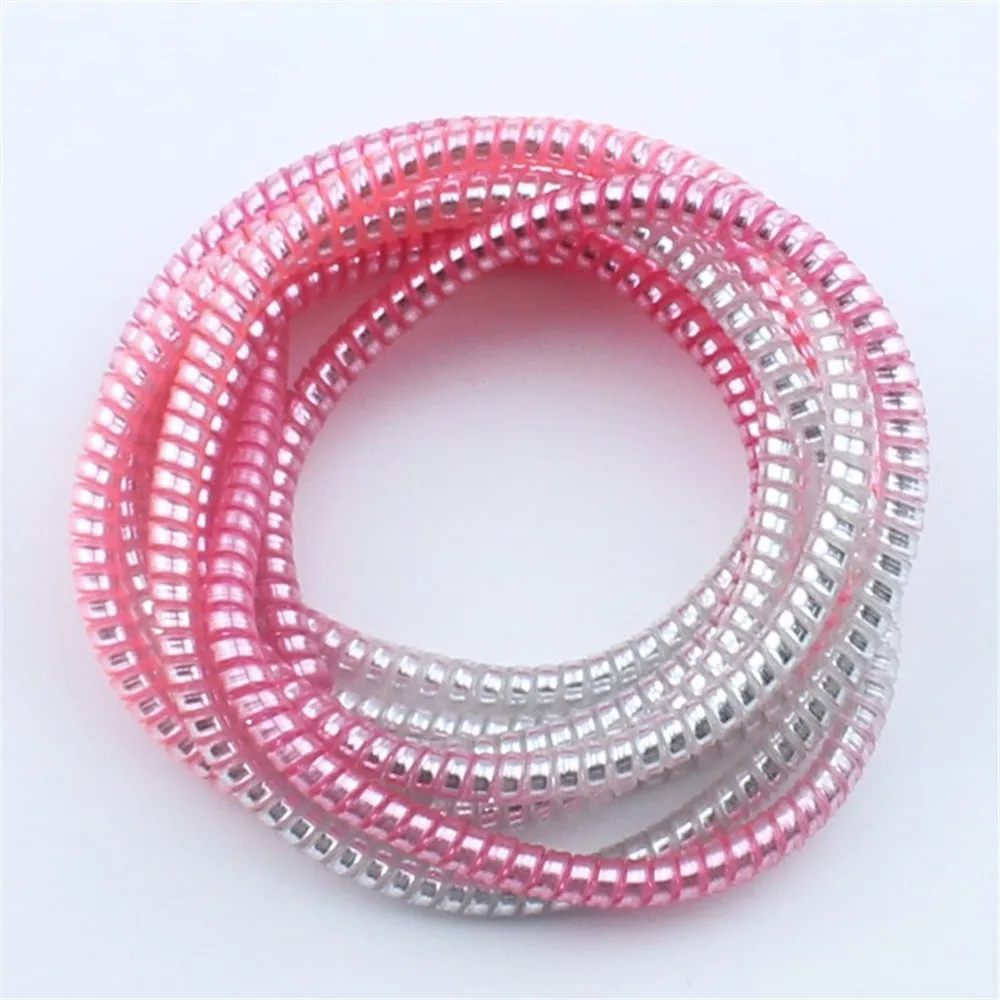 5pcs Gradient Color Cable Protector 1.4m Data Line Case Rope Protection Spring Cable Organizer Earphone Storage Holder Desk Set