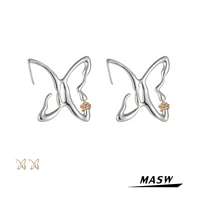 masw original design butterfly earrings 2021 new trend popular silver plated metal brass drop earrings for women jewelry gift