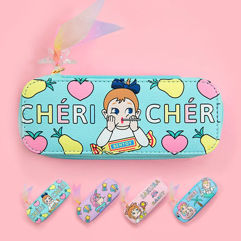 

Milkjoy Lovely Caroon Print Glasses Case PU Makeup Pouch Harajuku Stationery Storage Box Sunglasses Spectacle Bag for Girls