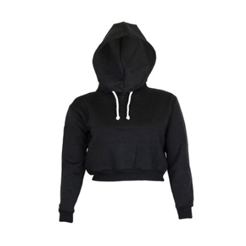 Новые повседневные женские толстовки укороченные топы с длинным рукавом