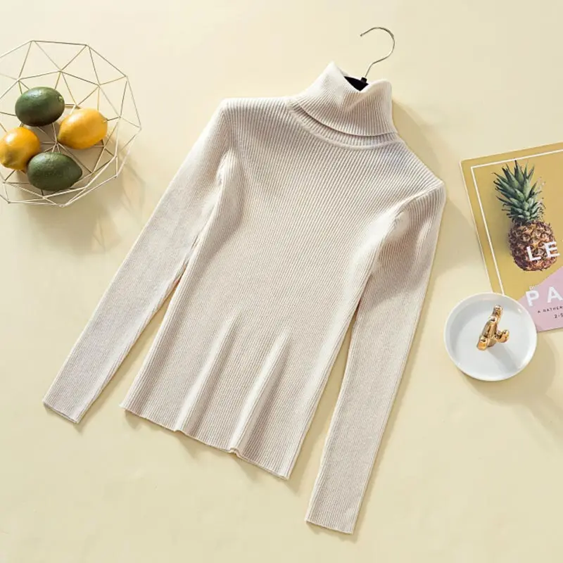 Gentillove Women Autumn Chic Solid Candy Color Basic Sweater Casual Long Sleeve Turtleneck Slim Knitted Korean Harajuku Pullover | Женская