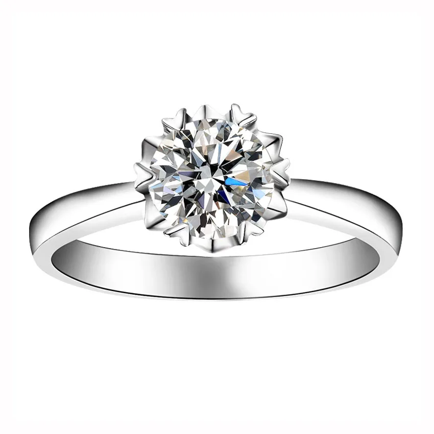 

Снежинка стиль 18K Белое Золото 1ct 2ct 3ct классическое роскошное круглое ограненное кольцо из моиссанита кольцо с бриллиантом ювелирные изделия обручальное кольцо для свадьбы