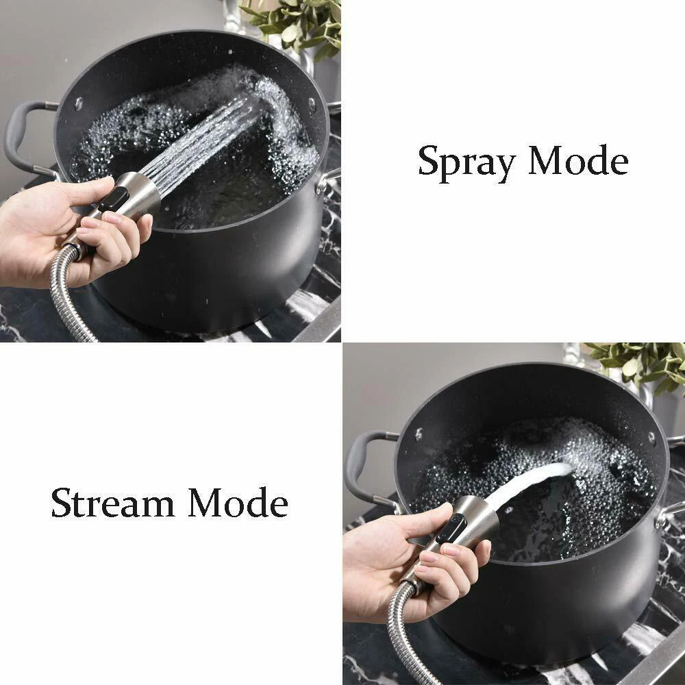 

Kitchen Mixer Tap 360 Degree Swivel Modern Single Handle Lever Spring Kitchen Sink Faucet with Pull Out Spray Head