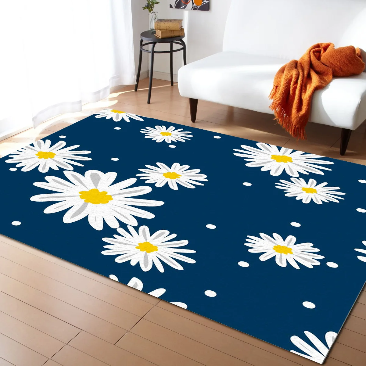 Цветочные синие ковры маргаритки для гостиной домашние декоративные коврики