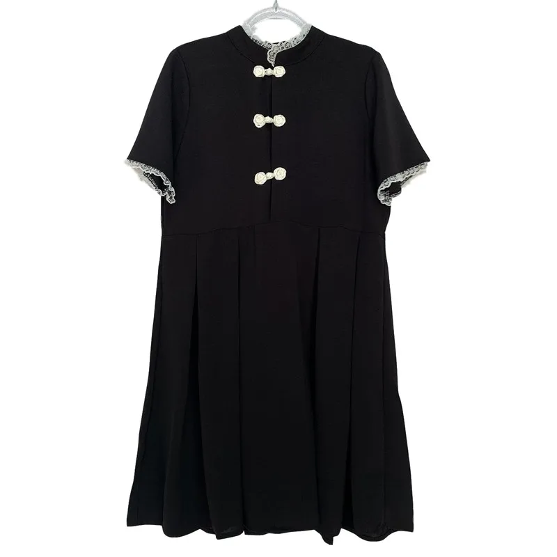 Винтажное шифоновое платье на пуговицах для девочек-подростков летнее Харадзюку