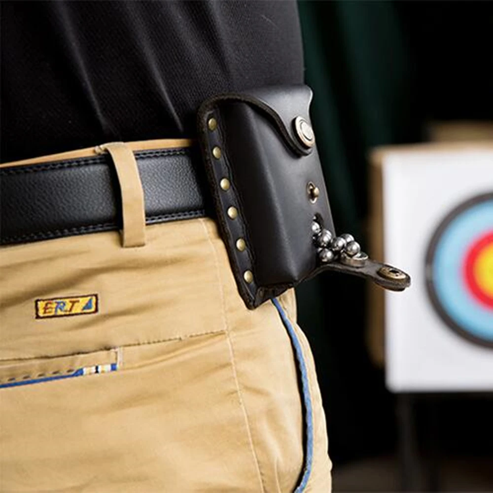 Кожаная сумка для рогатки 2 шт. чехол катапульты стальные боеприпасы мячи поясная