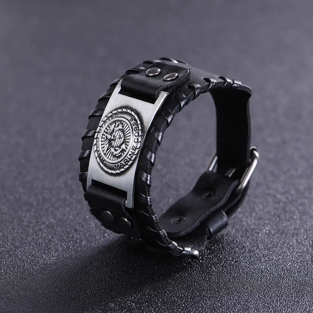 Широкий кожаный мужской браслет LIKGREAT браслеты с подвесками в стиле морской