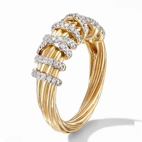 temperament golden line crystal rings for women simple style party wedding jewelry 2020 accessories baoshina