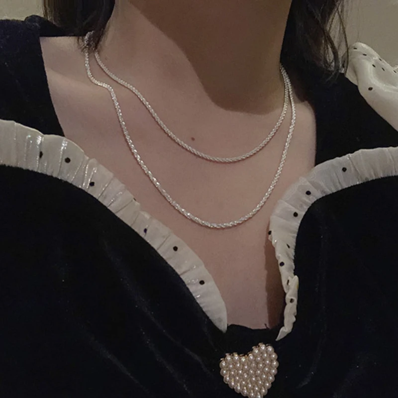 

Women Neck Chain Silver Color Choker Necklaces Thin Chain On The Neck Minimalist Jewelry 2021 Collar For Girl Trendy Necklace
