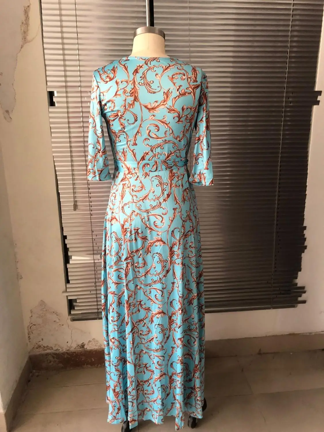 

Vintage high slit printed wrap dress Women v neck half sleeve sexy party maxi dress 2020 loose beach holiday dress