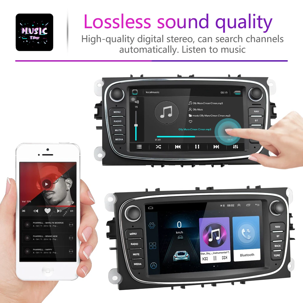

7 Inch Android 2din Car Radio Wifi Bluetooth Mirrorlink Autoradio For Ford Focus 2 Mondeo 9 S-Max 2008-2011 Camera DVR Monitor