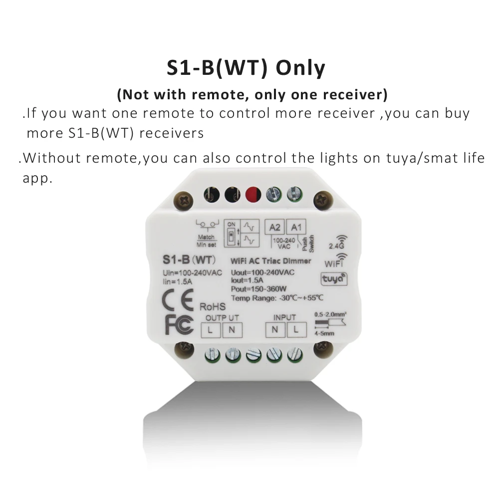 

Tuya Wi-Fi Диммер S1-B-WT 220В