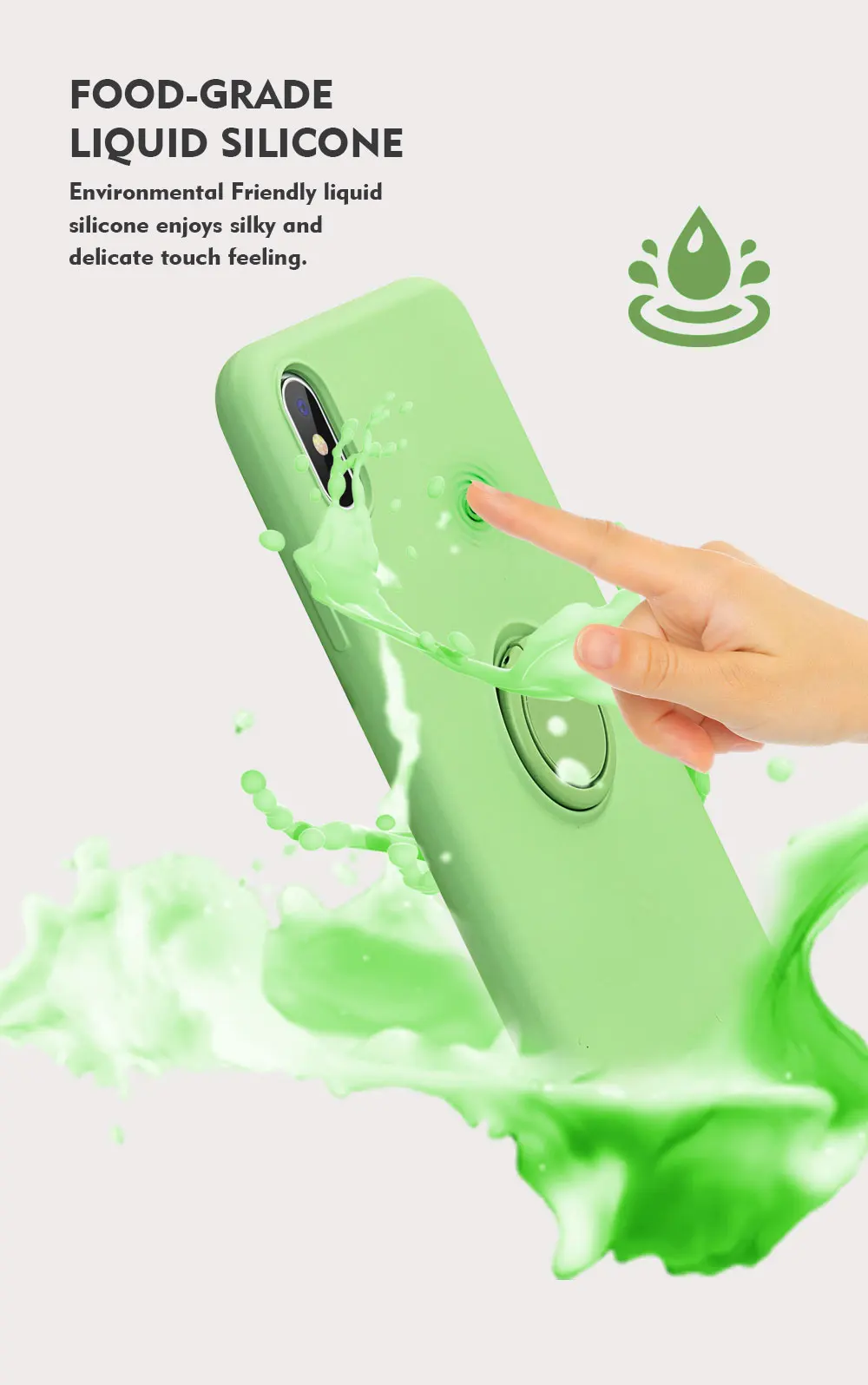 Для iPhone XR чехол силиконовый жидкий силиконовый чехол с кольцом-держателем противоударный чехол для телефона для iPhone X XS Max 8 Plus 7 6 6S 8 Plus 11 Pro 7plus подставка для пальцев аксессуары