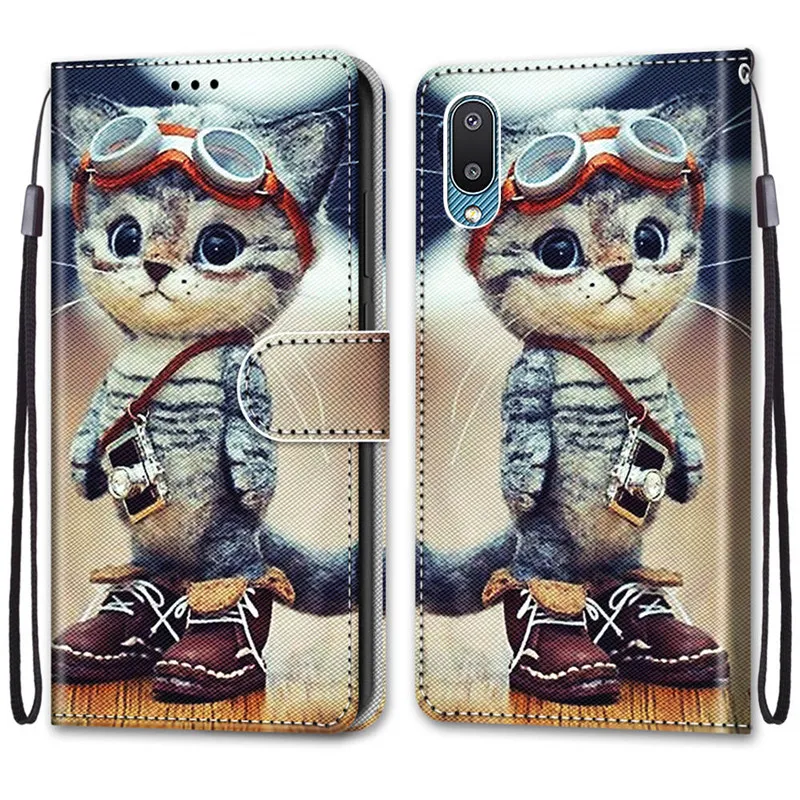 cool animals case for samsung galaxy a02 flip leather case na for a12 a02s a32 a52 a72 a42 5g wallet cover lion bear wolf cats free global shipping