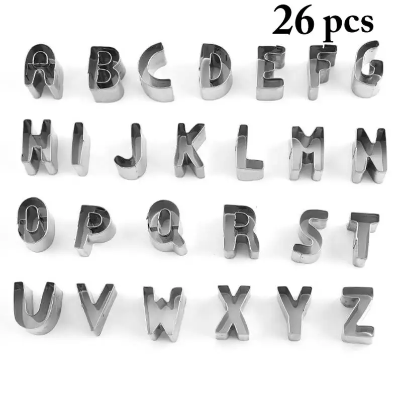 

Justdolife 26PCS Letters Cookie Cutters Set Stainless Steel Gingerbread Cookie Baking Mold DIY Biscuit Muffin Moulds For Kitchen