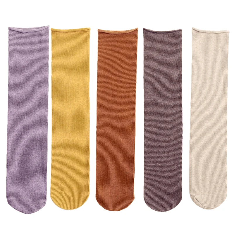 

5 Pairs/Lot Cotton Socks Women Solid Color Fashion Korean Socks Cotton Comfort Brief New Breathable Trendy Women's Socks Cute