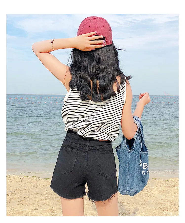 

Denim Shorts For Women Summer 2021 Casual All-match Loose Wide Leg Fringe Denim Shorts Crimping High Waist Split Hot Pants