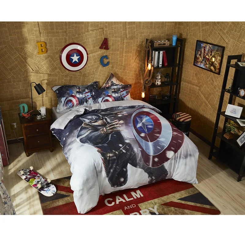 Disney Original Captain America Hulk Avengers Bedding Set Cotton Kids Boys Children Bedroom Decor Gift Duvet Cover Twin Queen