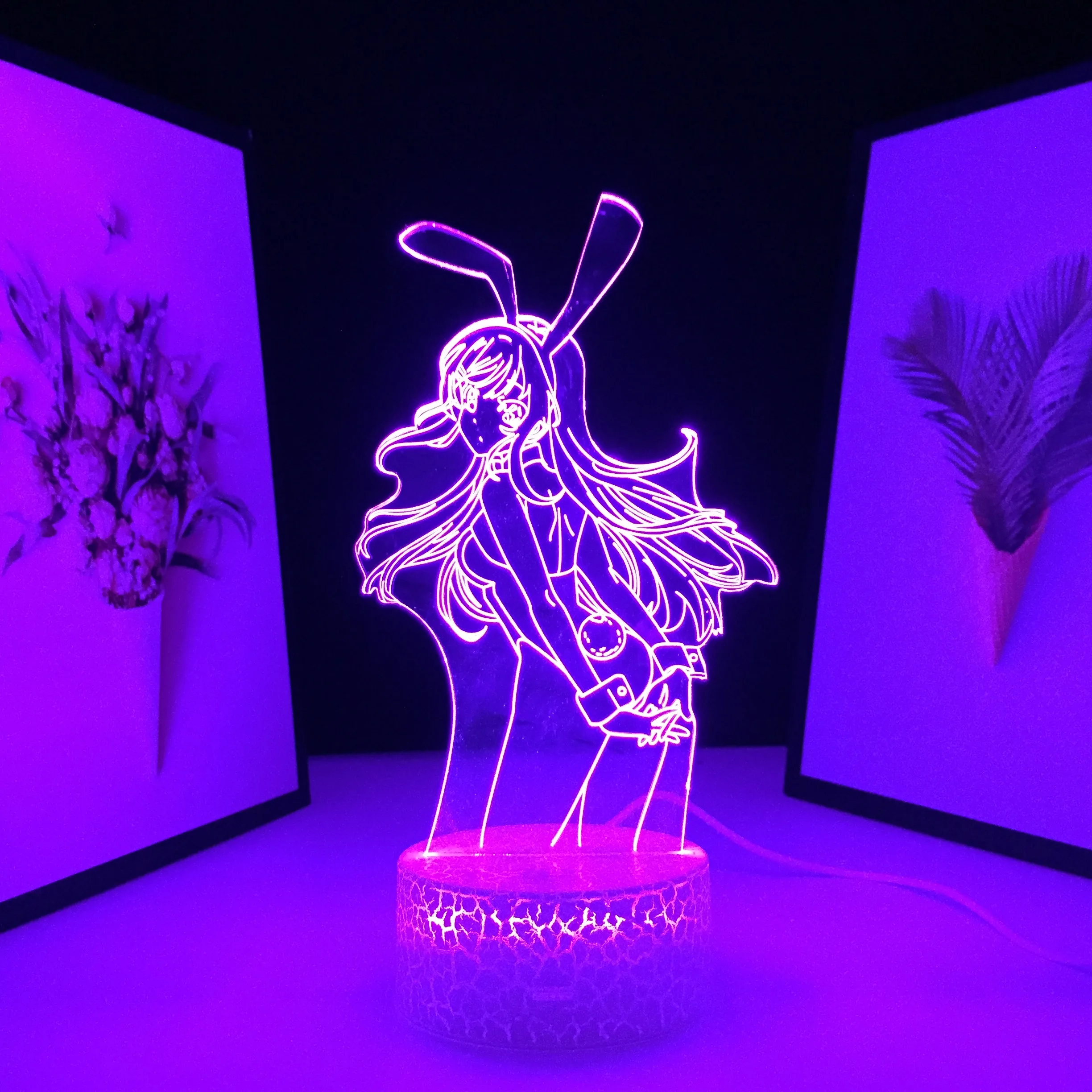 

Anime Waifu Mai Sakurajima LED Night Light for Bedroom Decor Light Friend Sakurajima Bunny Manga Gift 3D Table Lamp