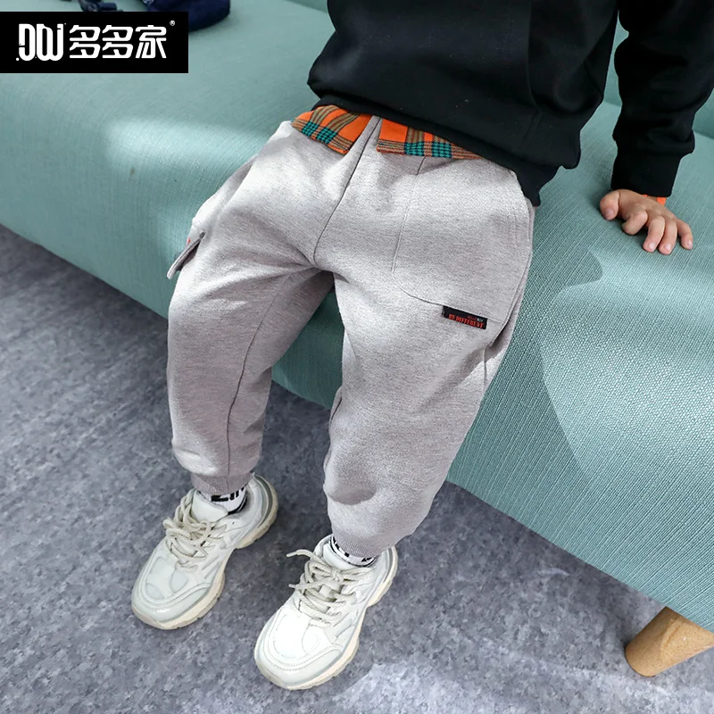 

Autumn Spring Boy Pants Children Trouser Sweatpants Solid Color Harem Pants Kids Clothes Boys 3 To 12 Years Gray and Black