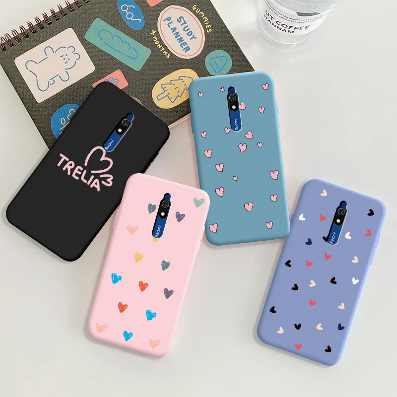 

For Xiaomi Redmi 8A Case Protective Phone Shell Frosted Silicone Casing Color Heart-Shaped Soft TPU Back Cover