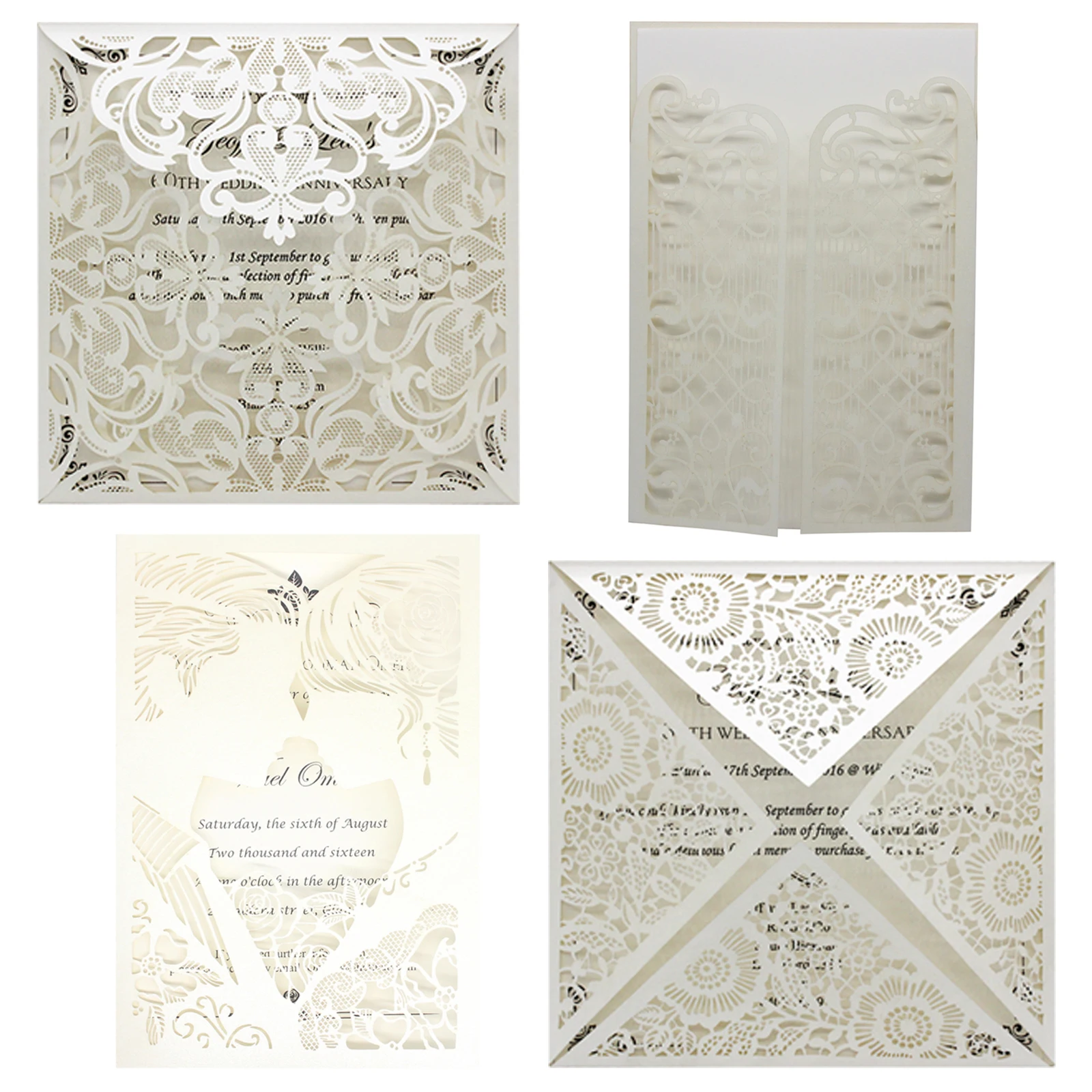 Свадебные пригласительные открытки с лазерной резкой 10 комплектов оптовая