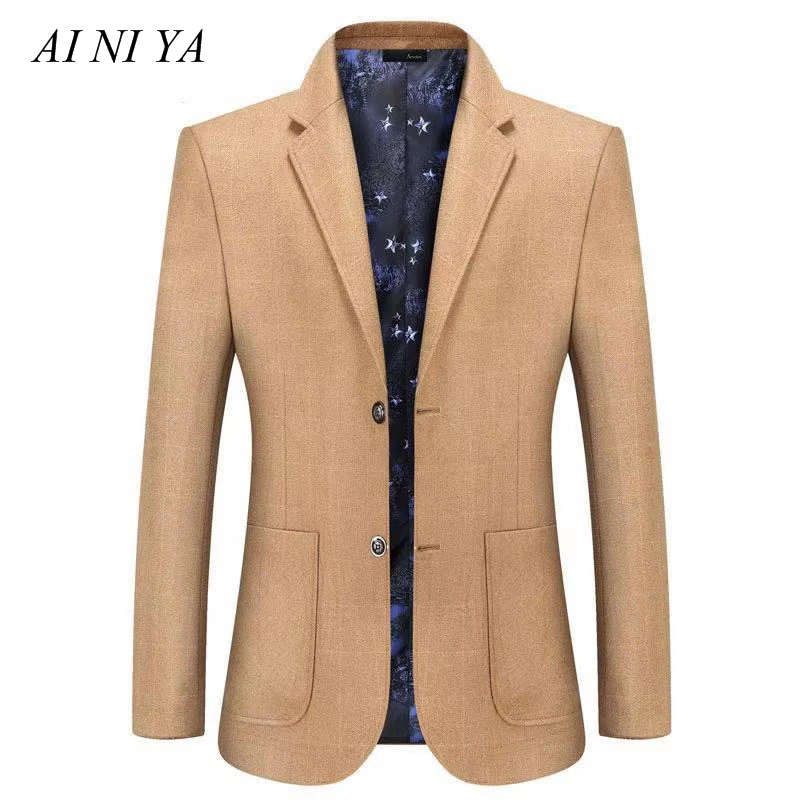 

AI NI YA Бренд Качество Мужчины повседневные блейзеры мужской однотонный Цвет с большими карманами; Костюм; Пальто на весну-осень Новые блейзе...