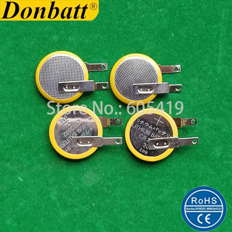 50 шт./лот SMD Tab CR2032 3v литиевая батарея кнопочного типа горизонтального и