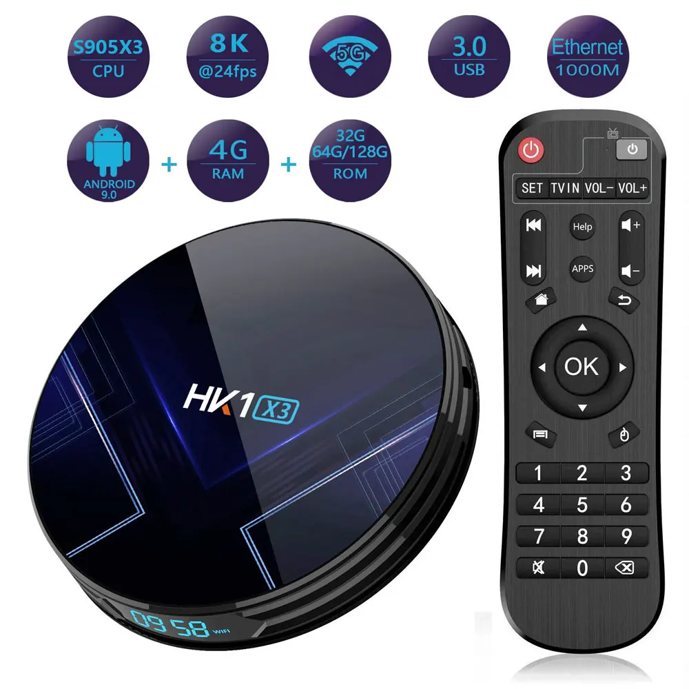 Amlogic S905X3 Android 9 0 Smart tv Box 4 Гб ram 128 ГБ rom 1000M LAN 5G wifi bluetooth 4K 8K Google Play|ТВ-приставки и