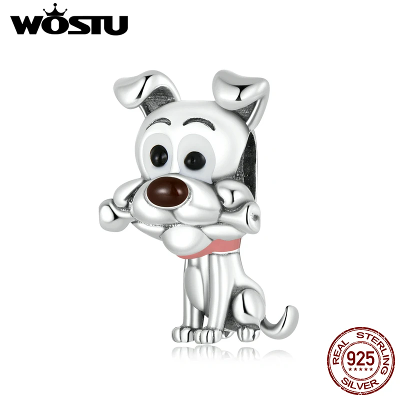 

WOSTU Cute Dog Animal 925 Sterling Silver Pendant Charm Bead Wedding Pendant Fit Bracelet Necklaces Bangle Women Jewelry Making