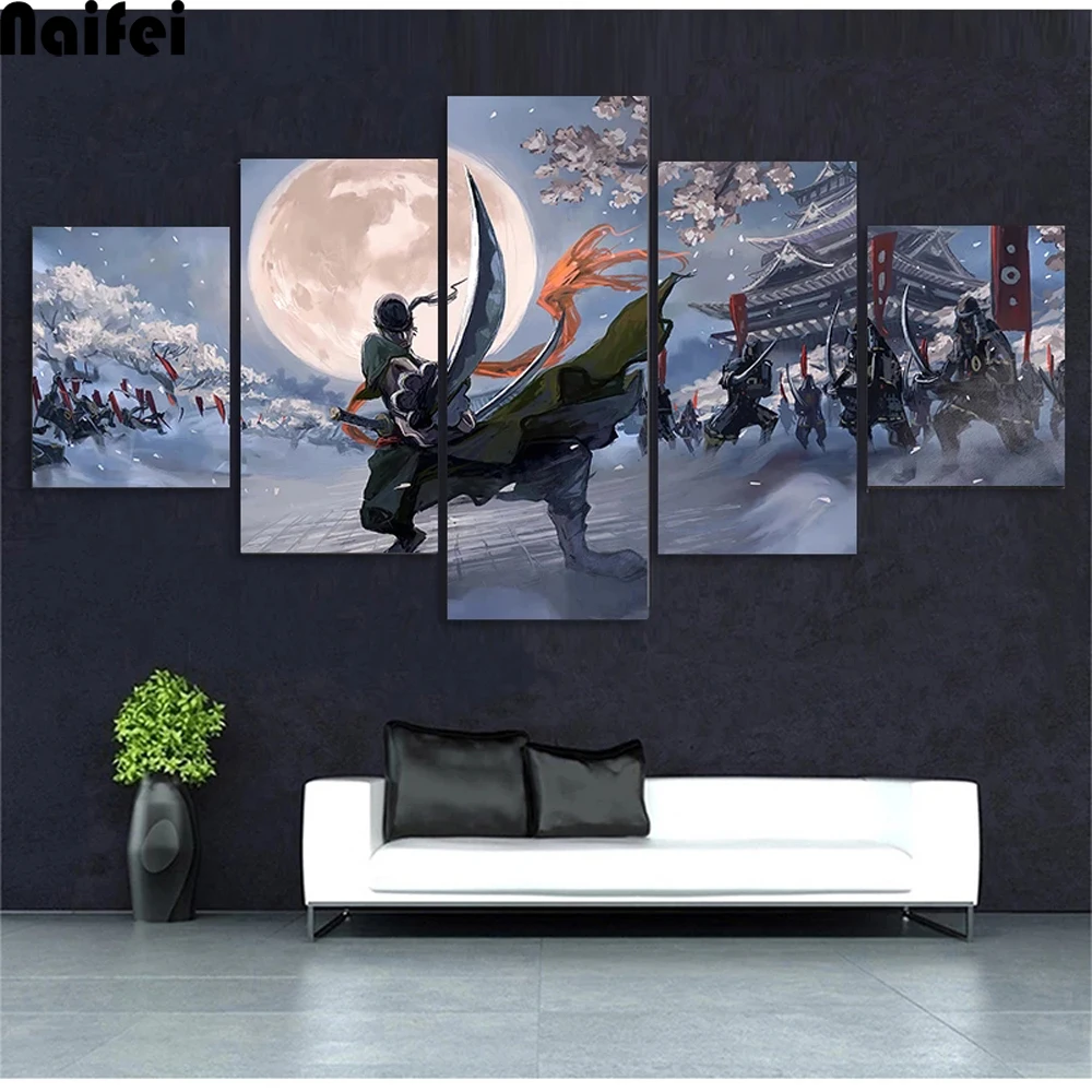 

Animation Poster Canvas HD Printed Painting Home Decor Framework 5 Piece One Piece Roronoa Zoro Wall Art Picture For Living Room