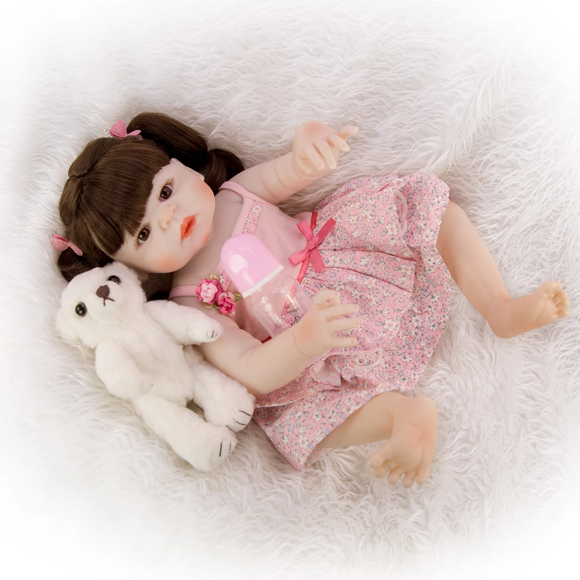 KEIUMI Очаровательная Bonecas Infantil Meninas 23 дюймов силиконовая полностью виниловая Реалистичная кукла Reborn Girl водонепроницаемый для детей подарок на день рождения