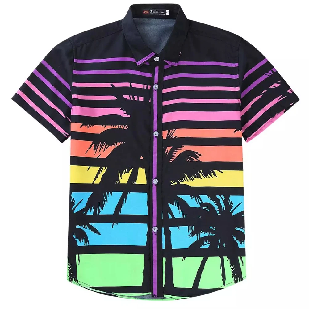 

Men's Coconut Print Casual Button Short Sleeve Hawaiian Shirt Men Women Lovers Couple shirts Streetwear Shirt summer Beach Tops