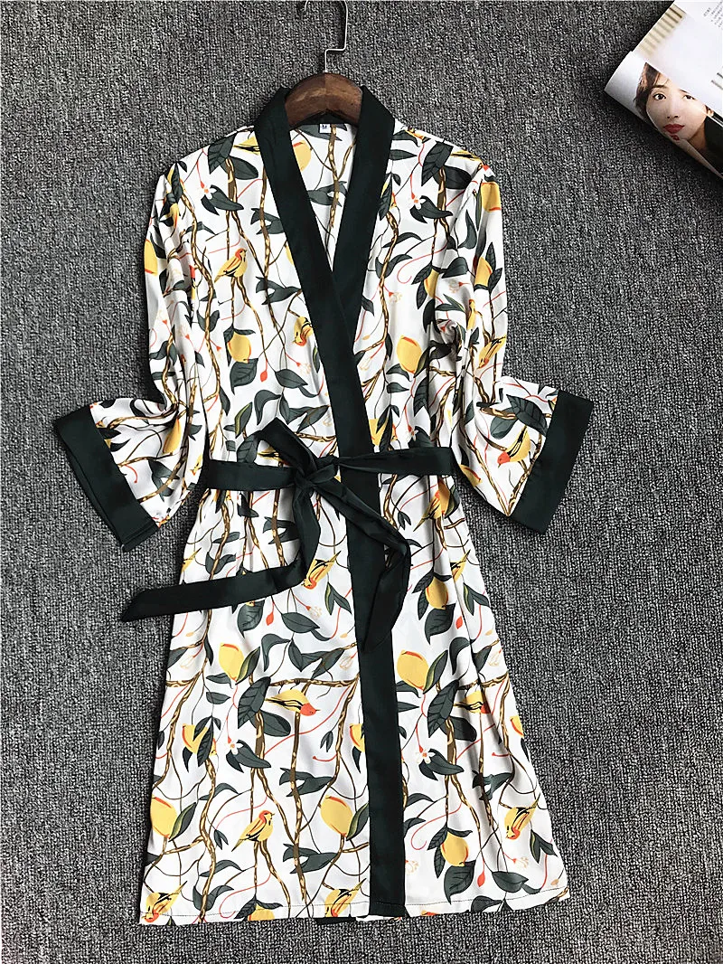 Женское кимоно с v образным вырезом ночная рубашка на весну и лето|Халаты| |