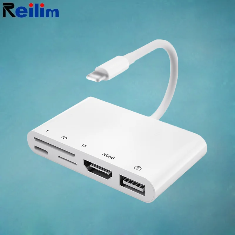 OTG USB HDMI адаптер для lightning к micro SD TF кардридер комплект iphone ipad apple ios 14 Lightning 1080P кабель