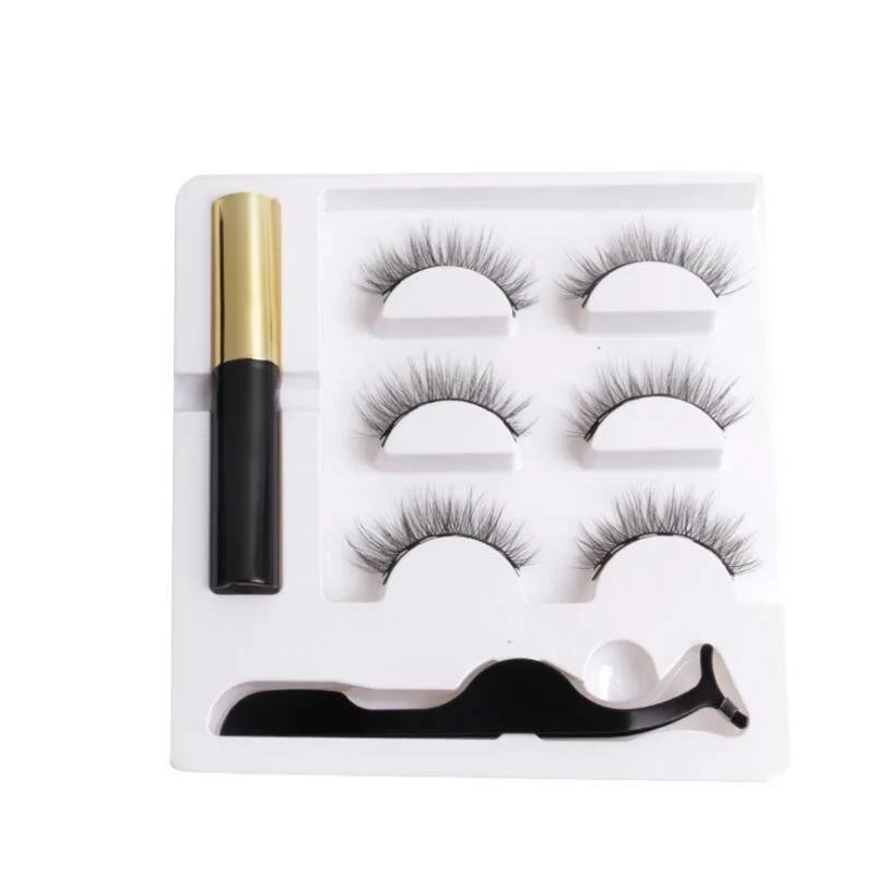 Magnetic faux cils Eyelash liquid eyeliner maquillaje False Eyelashes & Tweezer Set magnetic makeup extension