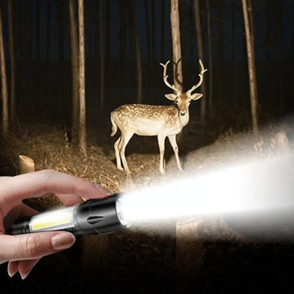 

Portable Rechargeable Led Flashlight Super Bright Mini 3 Lante COB Modes Torch Tactical Camping Light Waterproof Zoomable W N0M4