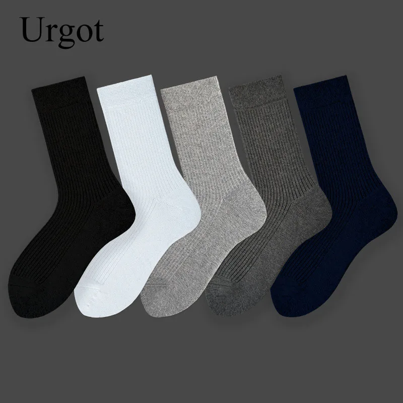 

Urgot/3 пары носков, мужские носки без пятки из чистого хлопка, деловые осенне-зимние Стильные черные однотонные мужские носки из чесаного хлоп...