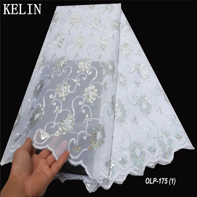 Африканская кружевная ткань высокого качества с блестками и вышивкой двойная