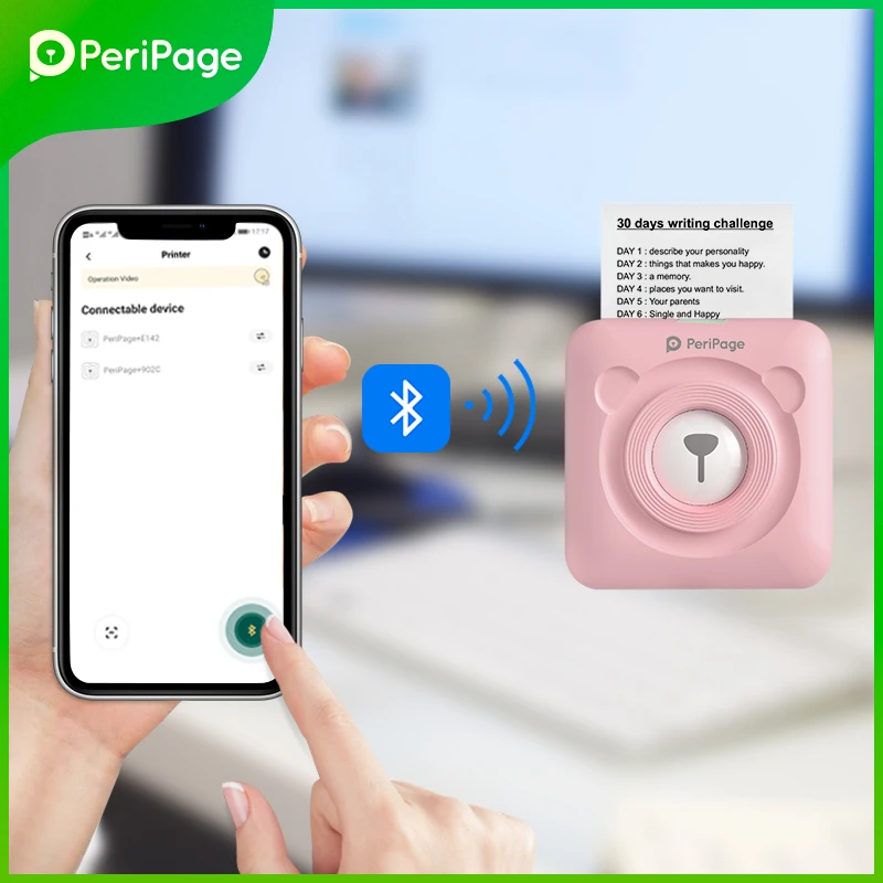 Портативный термопринтер PeriPage с Bluetooth 203 точек/дюйм розовый для Android iOS A6|Принтеры|
