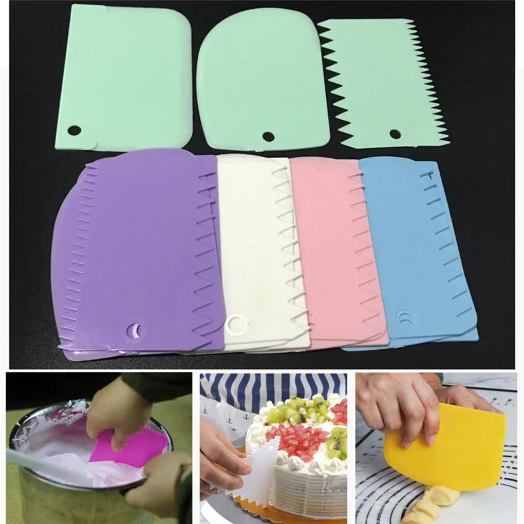 

3PCS/Set Plastic Cake Decorating Tools Dough Icing Scrappers Cutters Kitchen Accessaries Cake Edge Smoother Kit
