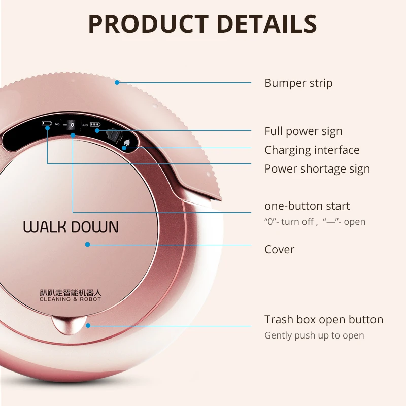 

3-in-1 Robot Vacuum Cleaner for Sweeping and Mopping At The Same Time for Floor and Carpet Vacuuming and Sterilizing Smart Plan