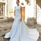 Простое Элегантное Атласное Свадебное Платье-Русалка Verngo 2020 со съемным нарукавником Свадебные платья на заказ свадебное платье